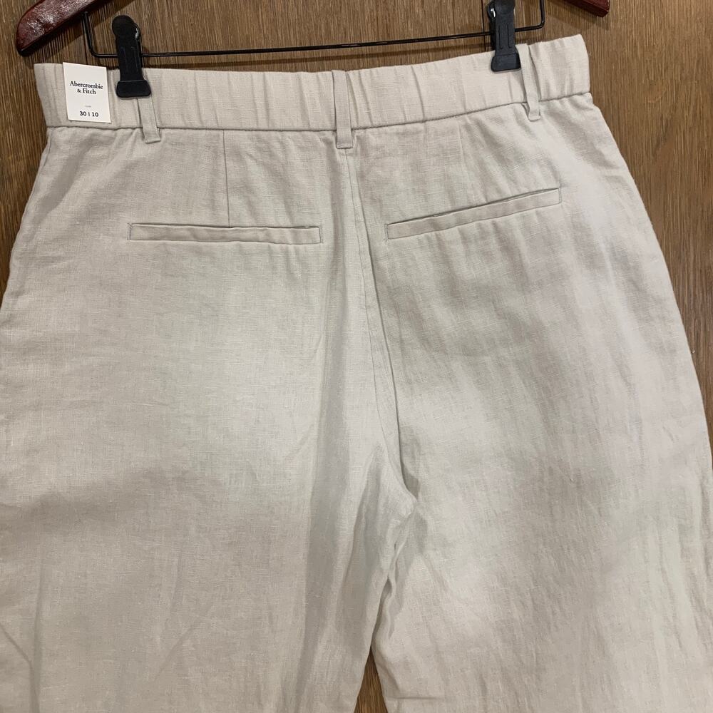 NWT Abercrombie & Fitch 100% Linen Wide Leg Trouser Pants Size 10 - Picture 5 of 10